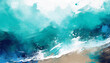 abstract ocean beach paint background creative abstract water blue sea wave painted background wallpaper texture modern art generative ai