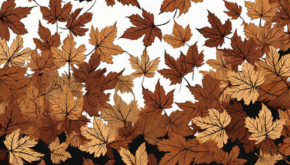 Wall Mural - background with many colored leaf shaped autumn leaves background illustrations ai generative