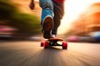 Longboarding in blurred background, longboarding illustration, Generative Ai 
