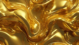 Fototapeta Natura - abstract 3d background with flowing liquid gold texture seamless golden texture generative ai