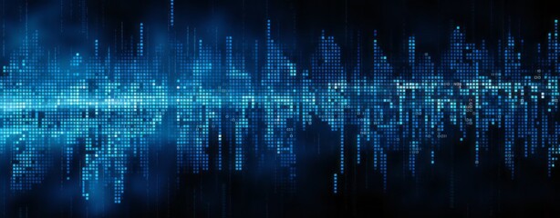 modern and futuristic horizontal  blue abstract background, data pixel, code, web technology