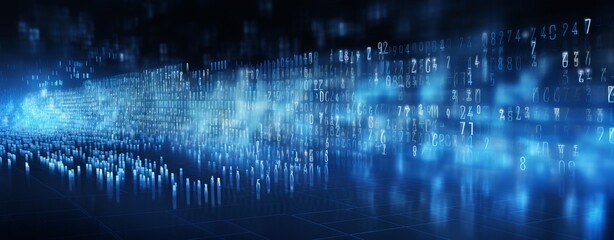 modern and futuristic horizontal  blue abstract background, data pixel, code, web technology
