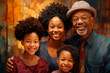 Portrait of a happy African-American family. Three generations of the family. Family traditions