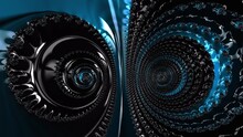 Abstract Swirl Blue Fractal Rotating On Black Background. Loop Able Background Animation