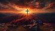 Cross of jesus christ on a background with dramatic   AI generated illustration
