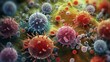 © ArtStage - Macro close up shot of bacteria and virus cells  AI generated illustration
