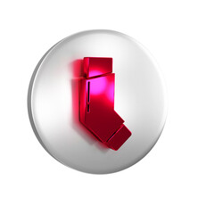 Canvas Print - Red Inhaler icon isolated on transparent background. Breather for cough relief, inhalation, allergic patient. Silver circle button.