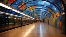 Interior View Of The Metro Station Of Moscow Russia