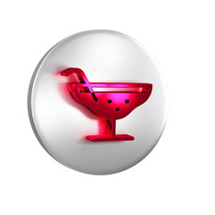 Sticker - Red Cocktail icon isolated on transparent background. Silver circle button.