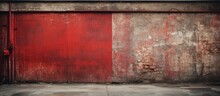 In The Old Industrial Building A Vintage Red Garage Door Stood Against The Grunge Wall Creating A Textured Background For The City S Art Room Blending Architecture And Paint In A Unique And 