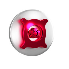 Poster - Red Pack full of seeds of a specific plant icon isolated on transparent background. Silver circle button.