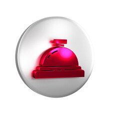 Sticker - Red Hotel service bell icon isolated on transparent background. Reception bell. Silver circle button.