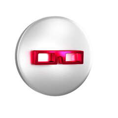 Canvas Print - Red Cinema glasses icon isolated on transparent background. Silver circle button.