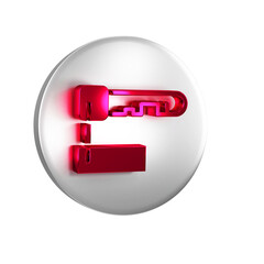 Sticker - Red Marked key icon isolated on transparent background. Silver circle button.