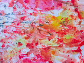 Abstract colorful grunge background. Watercolor stains on white paper.. Colorful paint grunge texture with cope space.