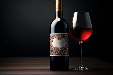 Sticker - A customizable product label on a bottle of wine. Concept of wine labeling and marketing. Generative Ai.