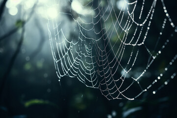 Wall Mural - spider web and the movement of spider, cinematic, photorealistic created with Generative Ai