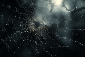 Wall Mural - spider web and the movement of spider, cinematic, photorealistic created with Generative Ai