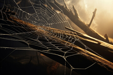 Wall Mural - spider web and the movement of spider, cinematic, photorealistic created with Generative Ai