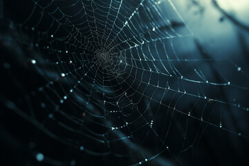 Wall Mural - spider web and the movement of spider, cinematic, photorealistic created with Generative Ai