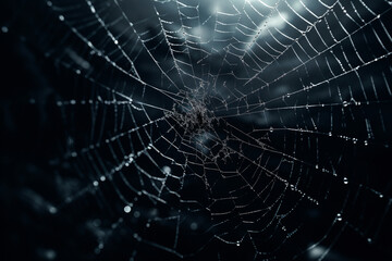 Wall Mural - spider web and the movement of spider, cinematic, photorealistic created with Generative Ai