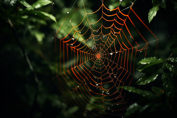 Wall Mural - spider web and the movement of spider, cinematic, photorealistic created with Generative Ai