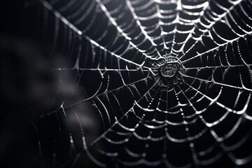 Wall Mural - spider web and the movement of spider, cinematic, photorealistic created with Generative Ai
