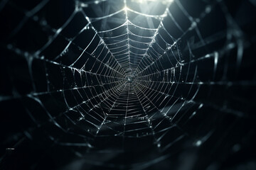 Wall Mural - spider web and the movement of spider, cinematic, photorealistic created with Generative Ai