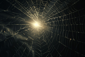Wall Mural - spider web and the movement of spider, cinematic, photorealistic created with Generative Ai