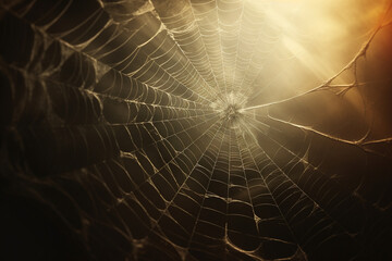 Wall Mural - spider web and the movement of spider, cinematic, photorealistic created with Generative Ai
