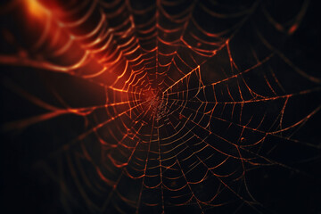 Wall Mural - spider web and the movement of spider, cinematic, photorealistic created with Generative Ai