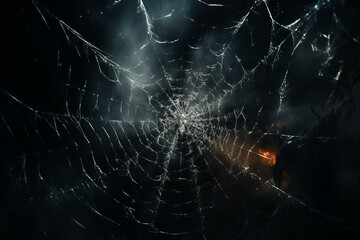 Wall Mural - spider web and the movement of spider, cinematic, photorealistic created with Generative Ai