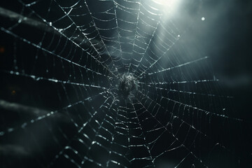 Wall Mural - spider web and the movement of spider, cinematic, photorealistic created with Generative Ai