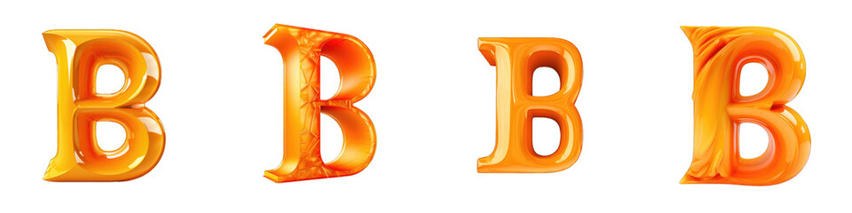 Wall Mural - Orange colored alphabet, logotype, letter B isolated on a transparent background