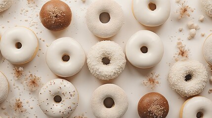 Sticker -  a bunch of doughnuts that are sitting on a white surface with sprinkles all over them.  generative ai