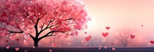 Abstract Red Tree With Hearts  Banner