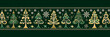 Cute Christmas tree embroidery pattern on green fabric.