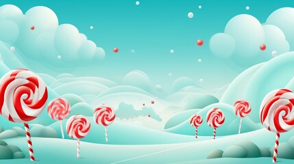 Wall Mural - Peppermint Lollipop Candy on Festive Background. Generative ai