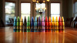 set of 24 Crayola crayons, arranged in a neat row, each crayon showing its label, pristine tips, bright and vibrant colors