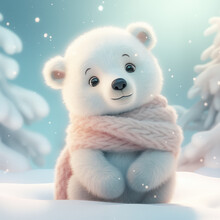 Very Cute Polar  Bear, Adorable White  Fluffy Baby Bear