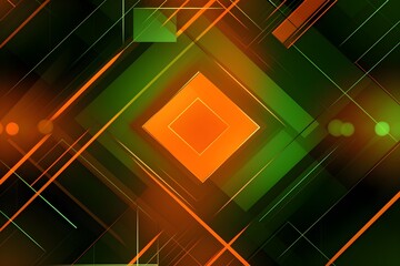 Wall Mural - Green and orange colors technology shapes background, abstract futuristic wallpaper