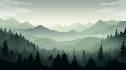 Wall Mural - Pastel Green Mountain Landscape Background