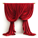 Fototapeta  - red curtain isolated on white, Realistic stage curtains backgrounds architecture decoration,