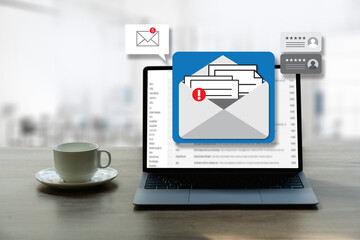 Wall Mural - mail communication connection message to mailing contacts phone global letters concept