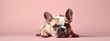 © 360VP - Studio portraits of a funny French Bulldog dog on a plain and colored background. Creative animal concept, dog on a uniform background for design and advertising.