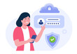 © yelosmiley - Database and personal data security, cyber data security, privacy, technology, flat design concept illustration template for website