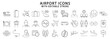 Airport icons. Airport icon set. Airport line icons. Vector illustration. Editable stroke.