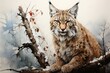 American Bobcat Watercolor Art