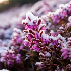 Sticker - Macro shot of snow-covered heather