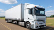© wetzkaz - large white semi-truck drives along road, parks at rest stop on highway, transport and trucks
